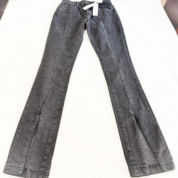 Zara The Olivia Split Hem Straight Leg Denim Jeans Black Size 8 NWT - Picture 2 of 9
